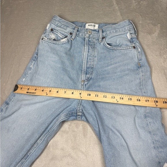 Agolde 90s High Rise Loose Fit 100% Organic Cotton Distressed Blue Jeans Size 23 - Picture 8 of 16